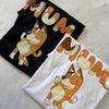 Matching mum and dad t-shirts inspired by Bandit and Chilli from Bluey
