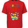 Red t-shirt with 'The Wiggles' design and text on a white background