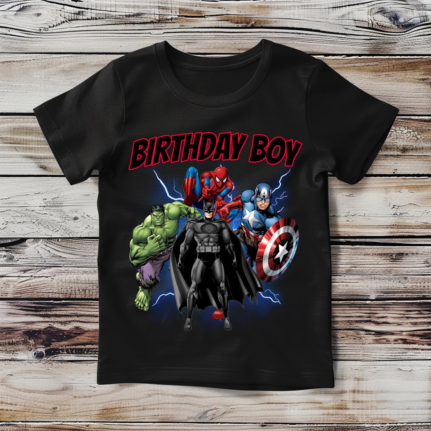 Customisable superhero shirt inspired by popular comic book characters