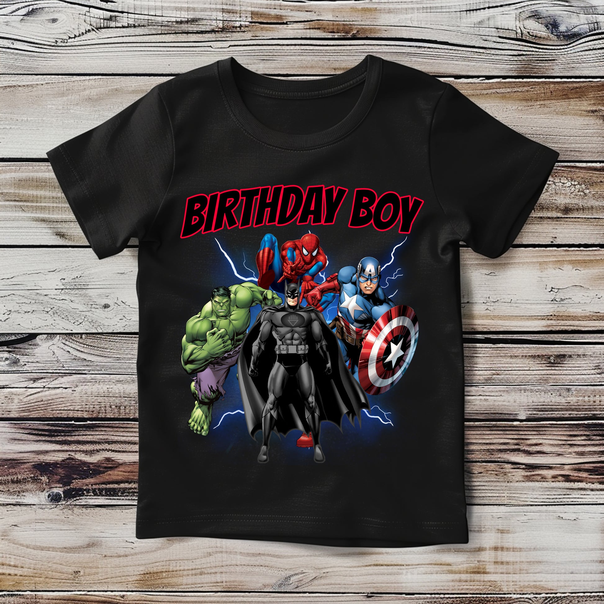 Customisable superhero shirt inspired by popular comic book characters