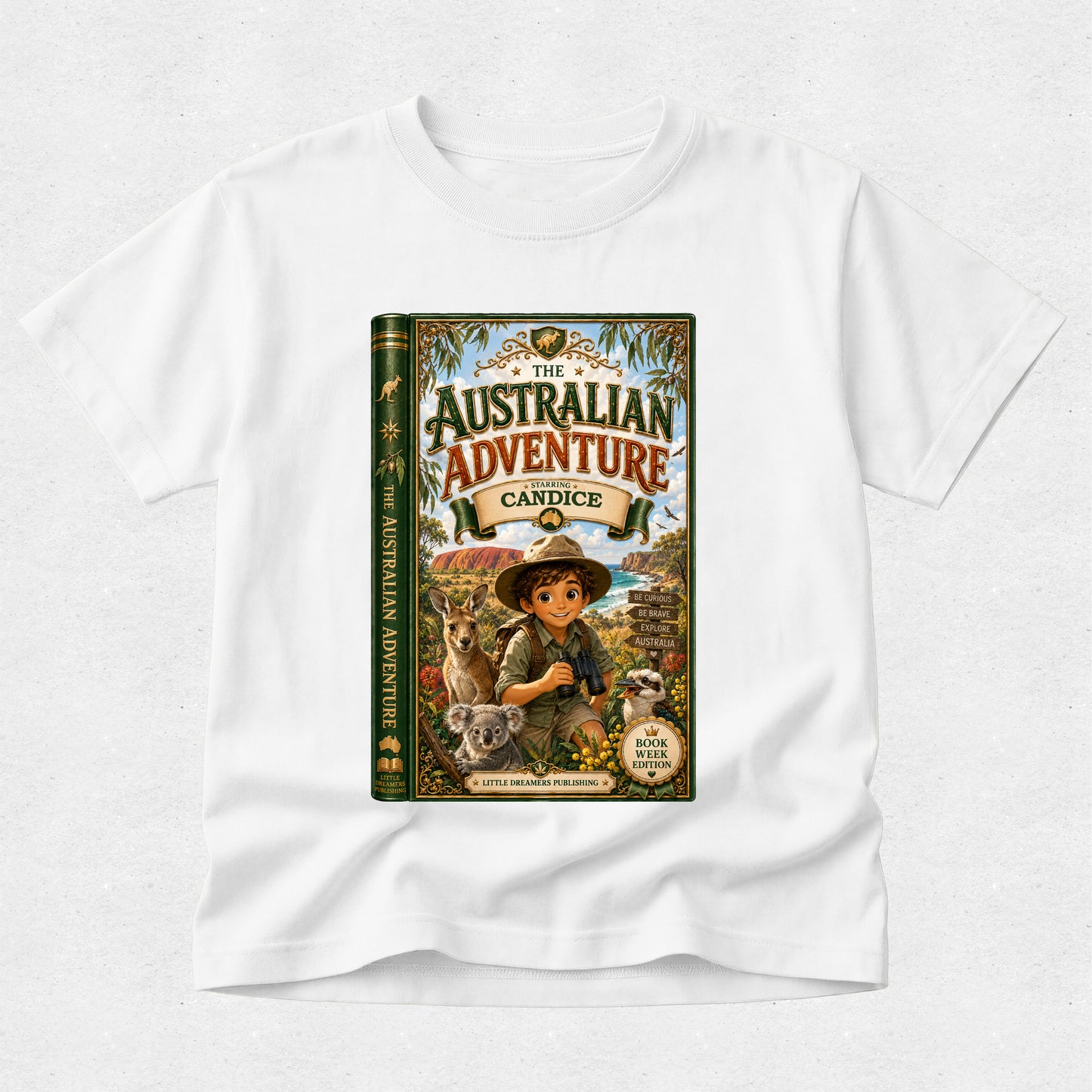 Personalised Book Starring your Child Tshirt - Book Week - Australian Adventure