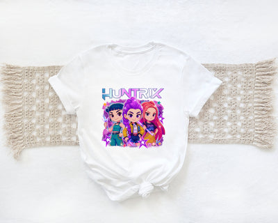 K-Pop idol inspired demon hunter t-shirt design