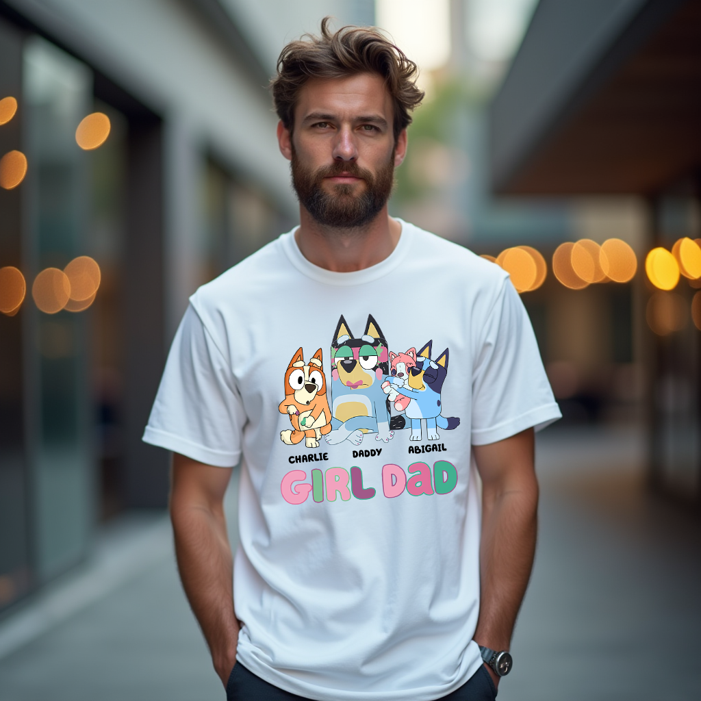 Girl Dad Vibes – Bandits Makeup Bluey Inspired Tshirt