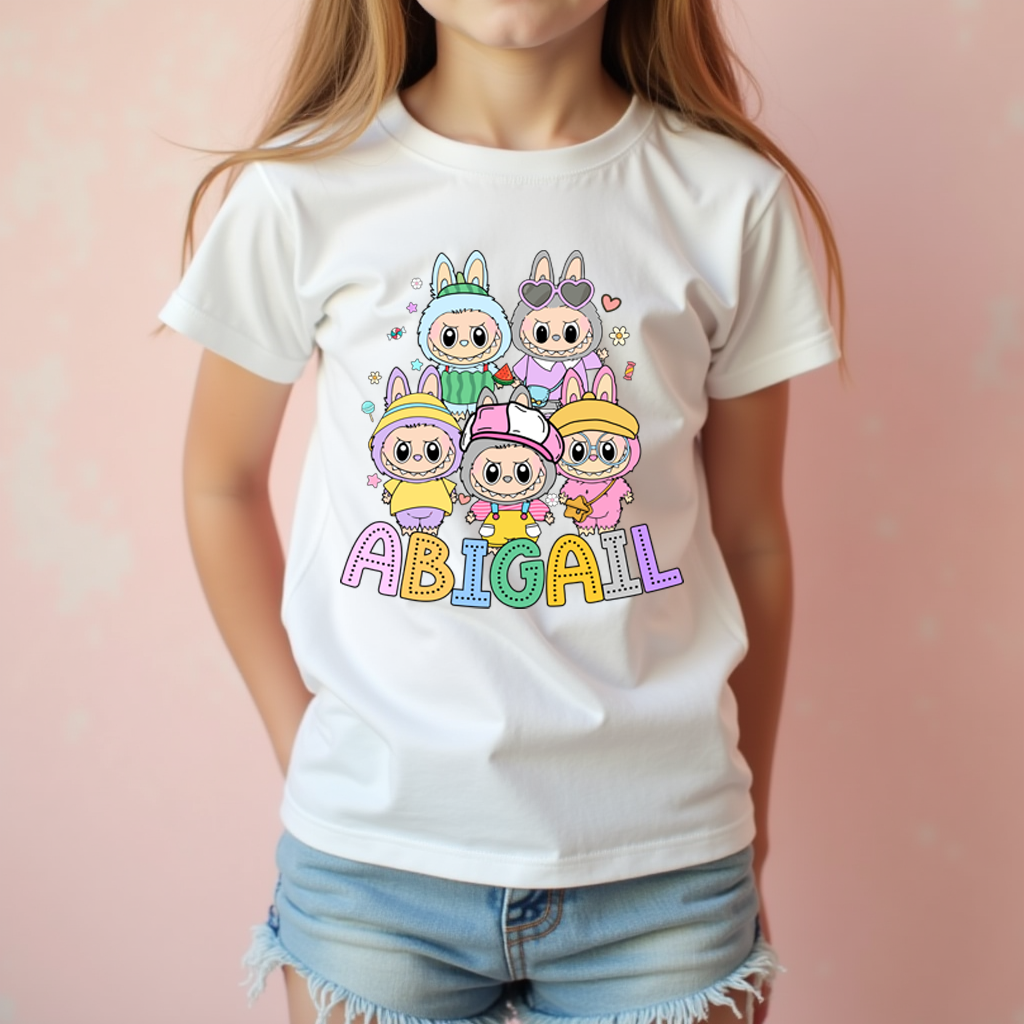 Personalised Labubu Inspired Tshirt with custom name design