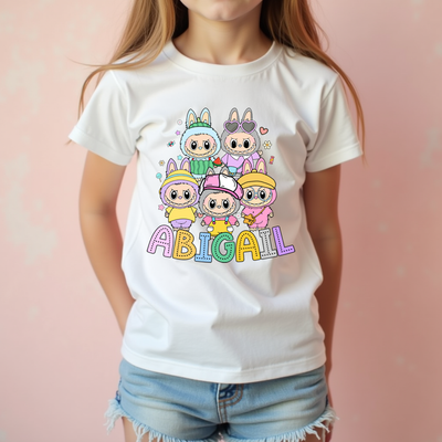 Personalised Labubu Inspired Tshirt with custom name design