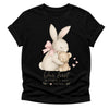 Black t-shirt with a bunny and teddy bear graphic and 'Our First Mother's Day Together' text.