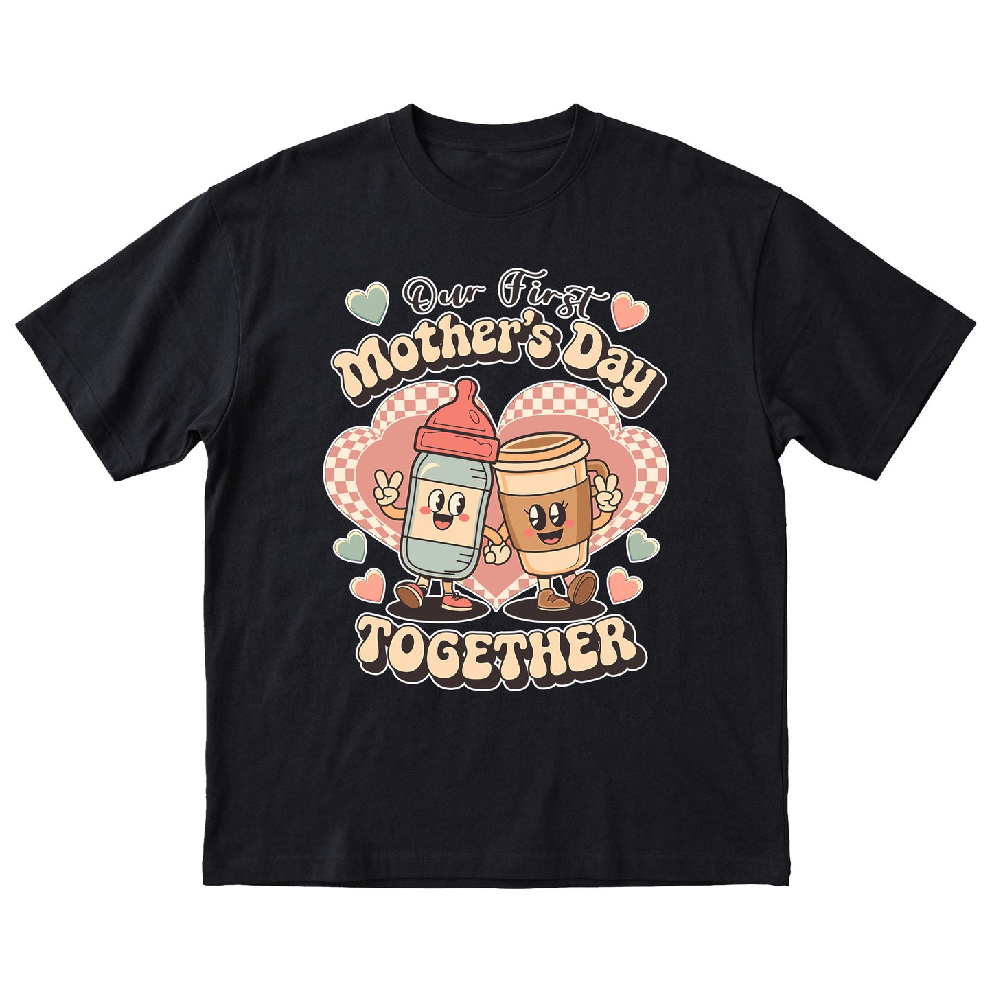 Our First Mothers Day Together Tshirt - Coffee and Baby Bottle Matching Tees