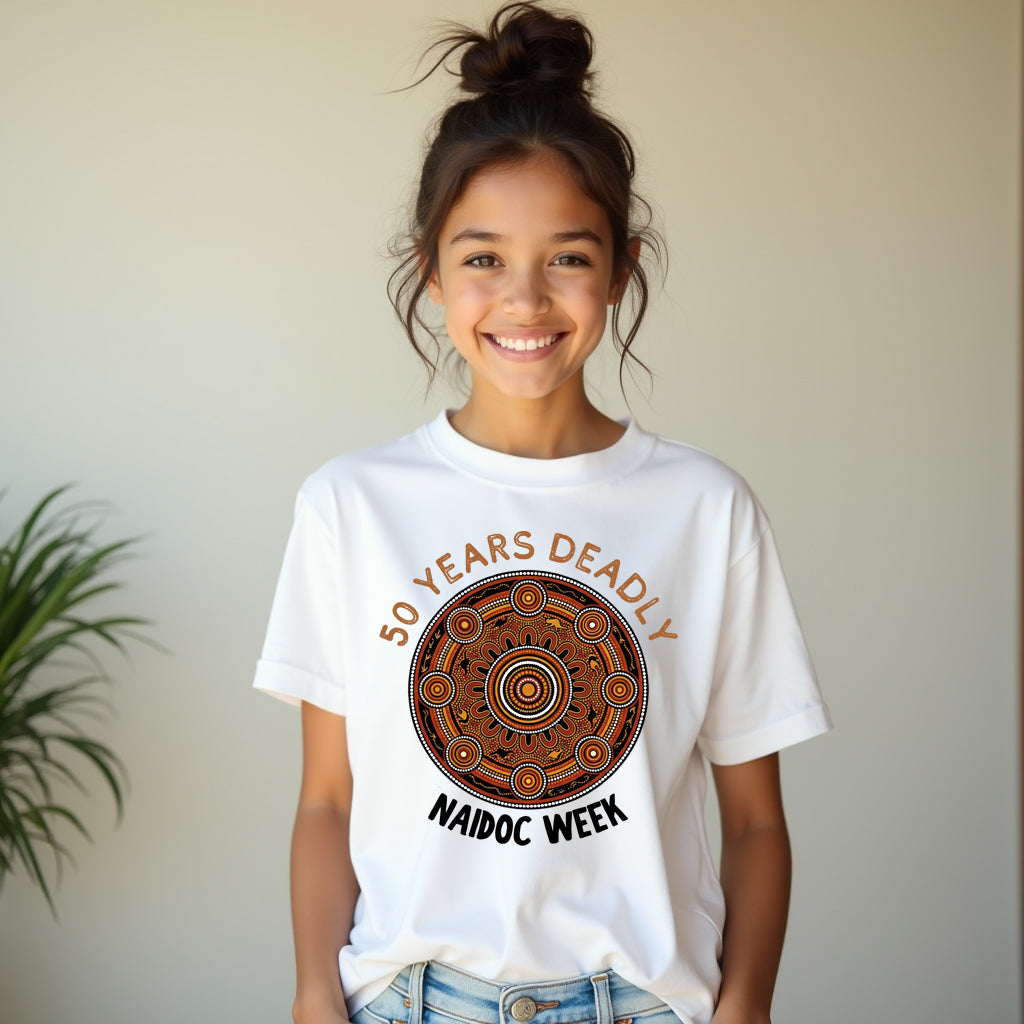 NAIDOC Week TShirt – Celebrate NAIDOC 50 Years Deadly