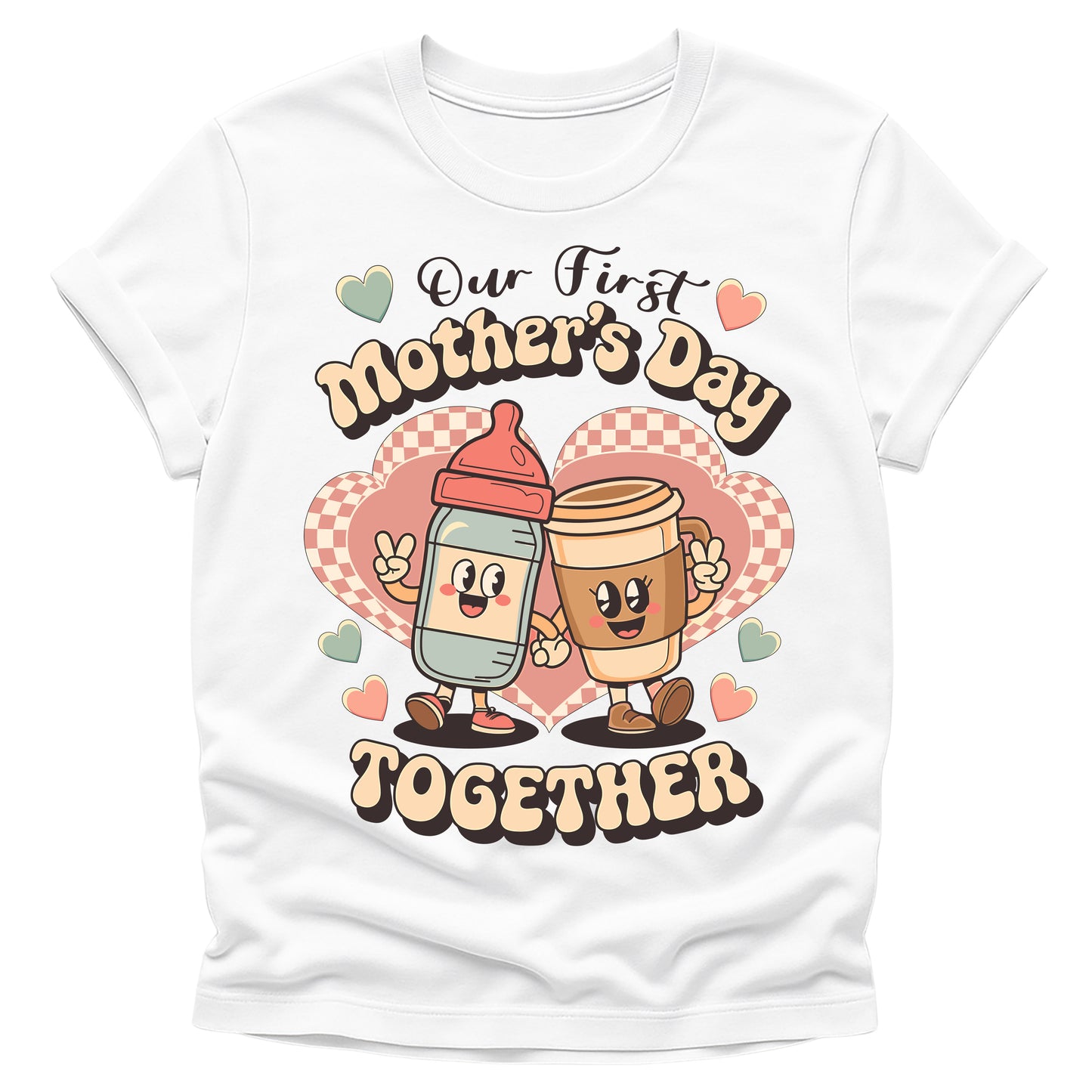 Our First Mothers Day Together Tshirt - Coffee and Baby Bottle Matching Tees