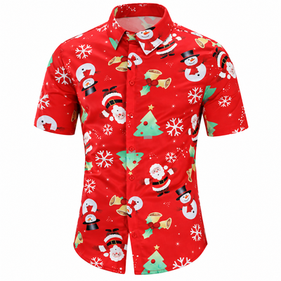 Christmas Button Up Shirt  – Red Santa