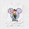 White t-shirt with Disney character design featuring Anna and Olaf, on a white background.