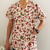 Christmas Unisex Printed Scrubs - Beige Santa