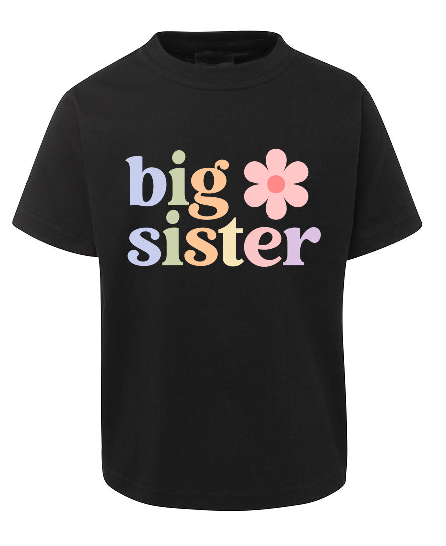 Big Sister with Flower - Pregnancy New Baby Announcement Tshirt