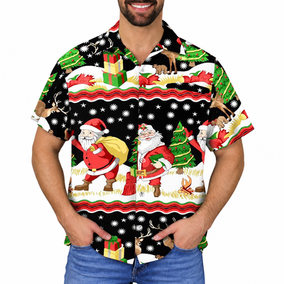 Christmas Button Up Shirt  – Large Santas