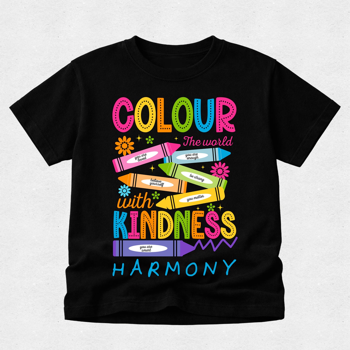 Colour the World Motivational Quotes - Harmony Day Tshirt