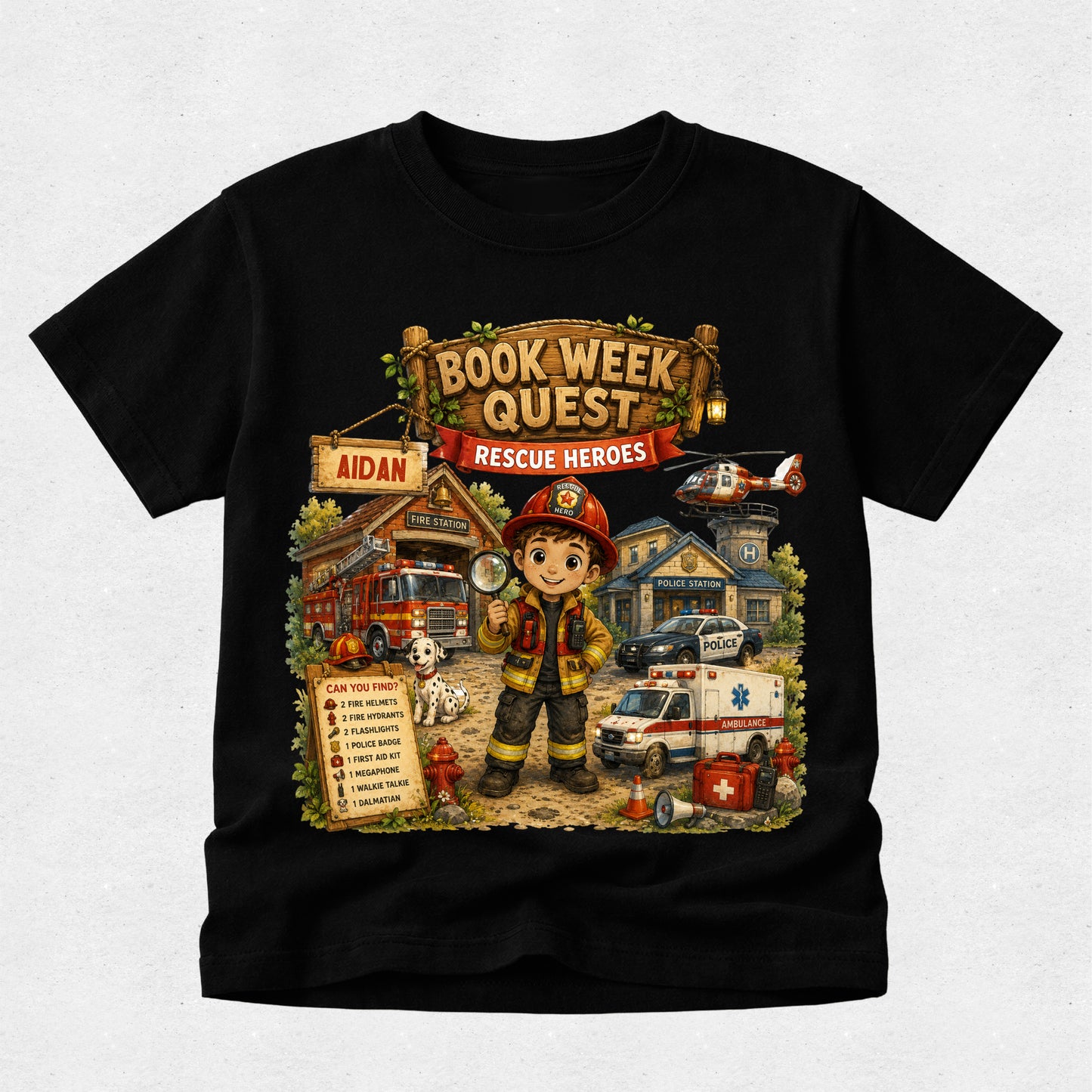 Interactive Book Week Quest Tshirt - Rescue Heros