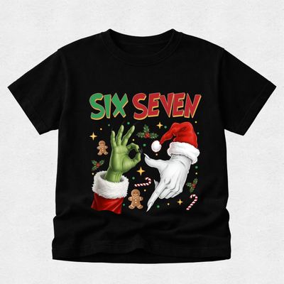 Santa with Grinch Hands 6 7 - Christmas Tshirt