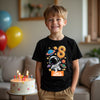 boy wearing out of space astronaut birthday tshirt