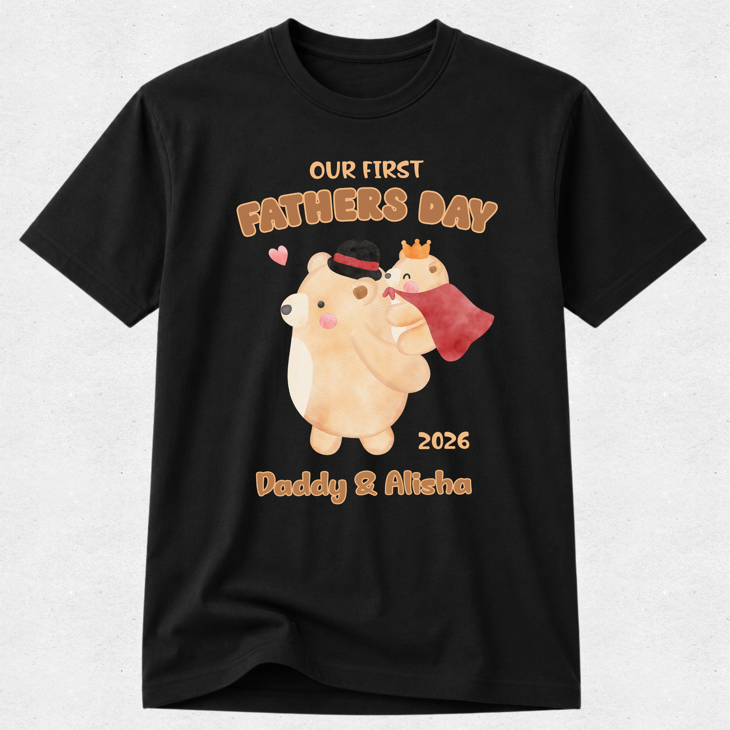 Teddy Bear Piggy Back -  Our First Fathers Day Matching Tshirt