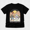 Black t-shirt with cartoon characters and 'You Got a Friend in Me' text on a light gray background