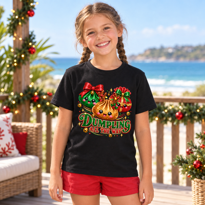 Dumpling All the Way - Glitter Squishy Christmas Tshirt
