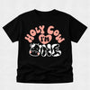 Black toddler birthday shirt featuring "Holy Cow I'm One" with cow print lettering, pink accents and a cute cow face for a farm-themed first birthday.