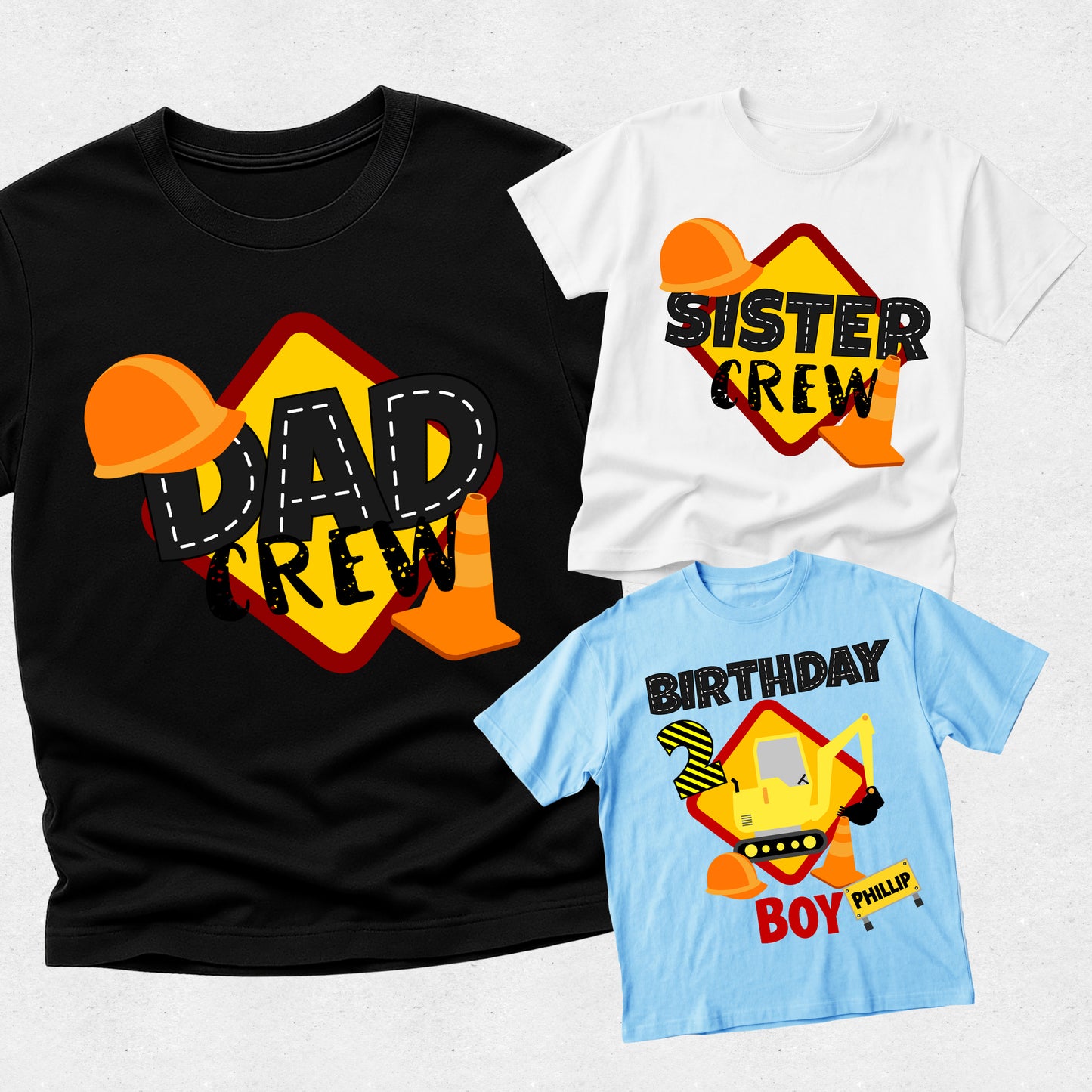 Construction Digger Truck - Family Matching Birthday T-Shirt