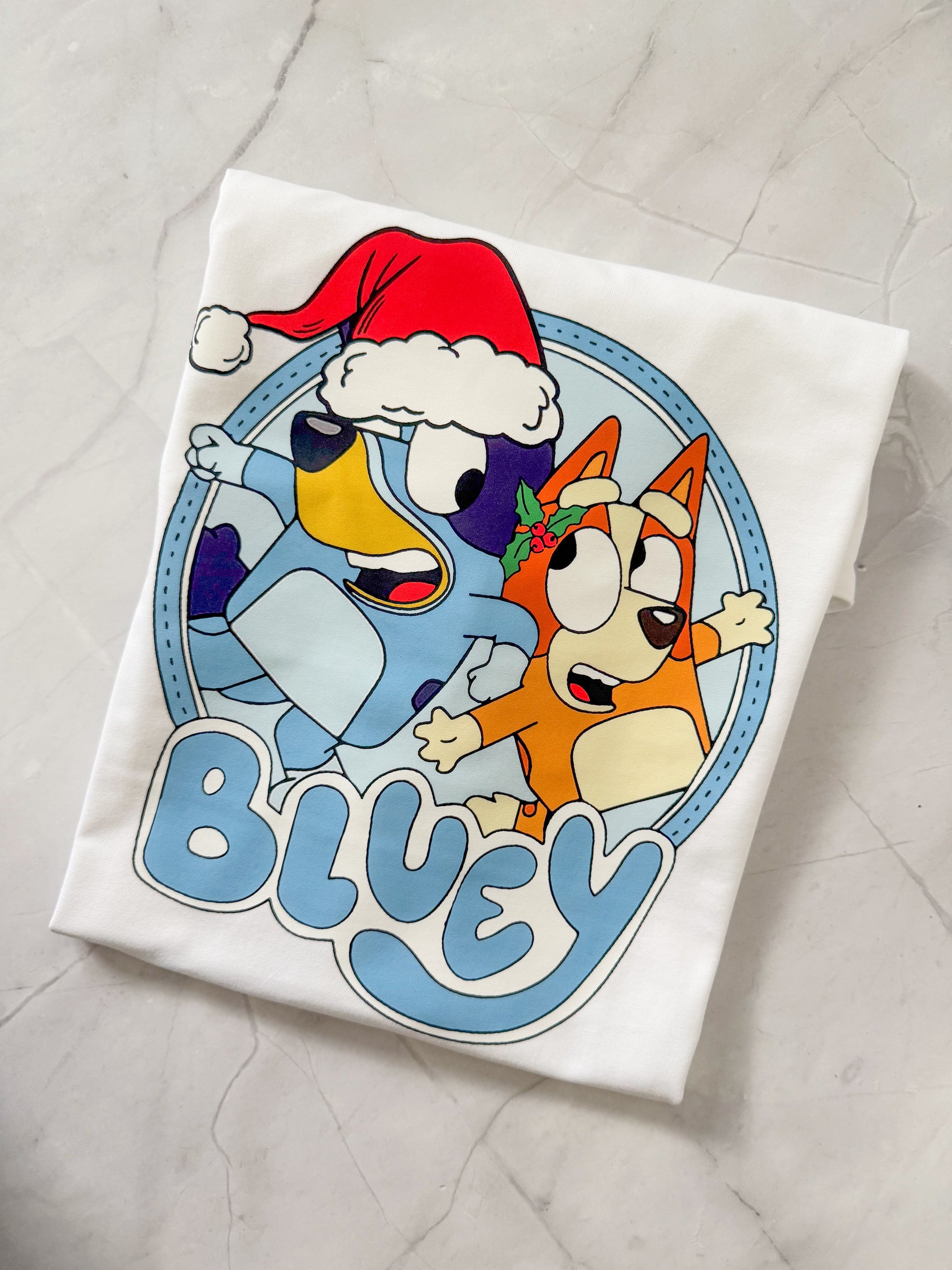 Festive Bluey & Bingo Christmas shirt for kids and adults