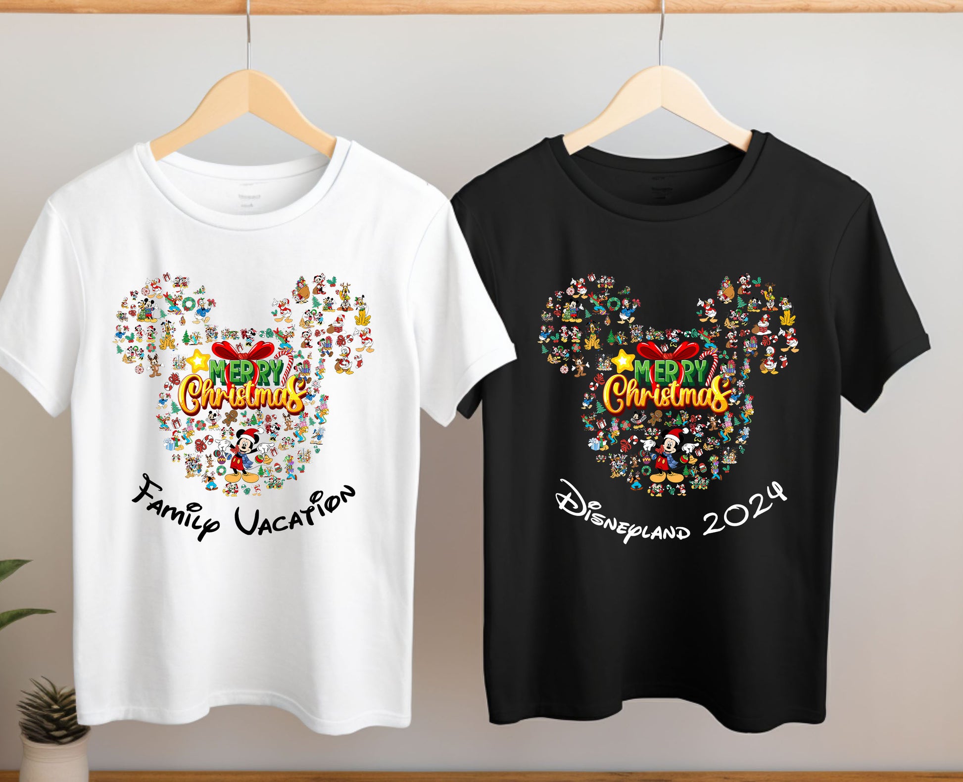 Holiday Merry Christmas wreath graphic tee for adults and kids