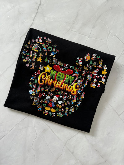 Festive wreath design Christmas t-shirt with Disney inspired characters
