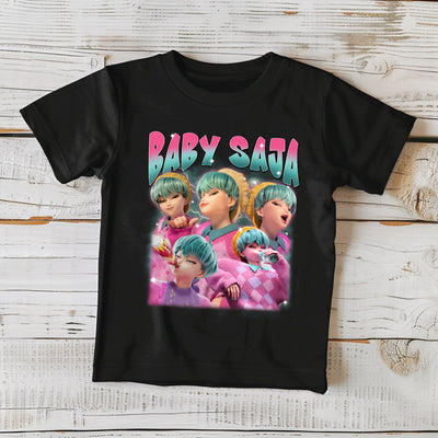 Black Baby Saja Boys tee with bold idol demon hunter design