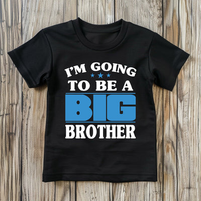 Kids t-shirt with “I'm Going to Be a Big Brother” text, ideal for pregnancy announcements and sibling reveals.