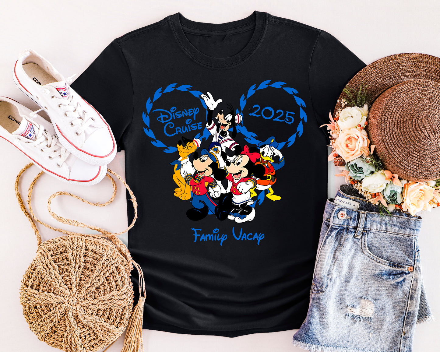 Close-up of Deck Party Ready Disney Cruise inspired t-shirt design details