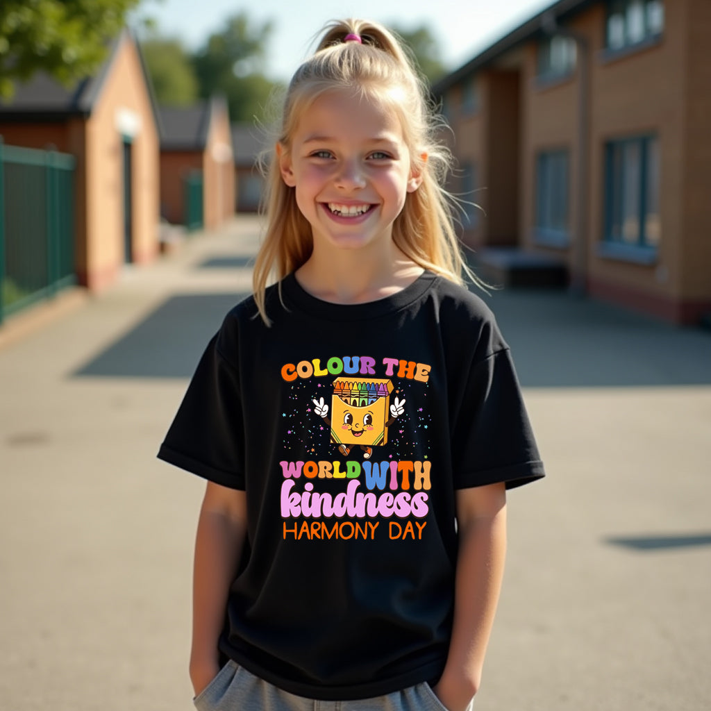 Colour the World Crayons - Harmony Day Tshirt - Everyone Belongs