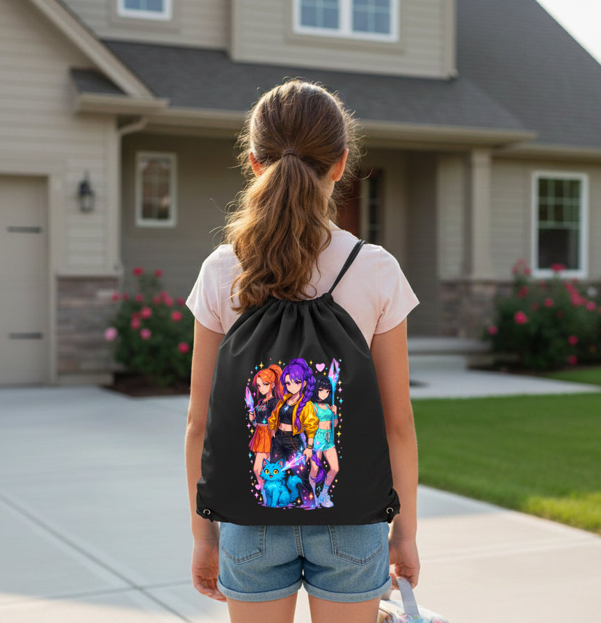 Anime style pop idol graphic drawstring backpack