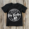 Kids t-shirt with “Promoted to Big Brother” text, ideal for pregnancy announcements and sibling reveal moments.
