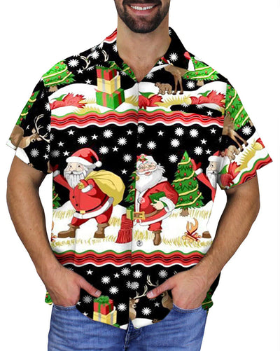 Christmas Button Up Shirt  – Large Santas