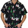 Christmas Button Up Shirt  – Black Santa Snowman