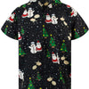 Christmas Button Up Shirt  – Black Santa Snowman