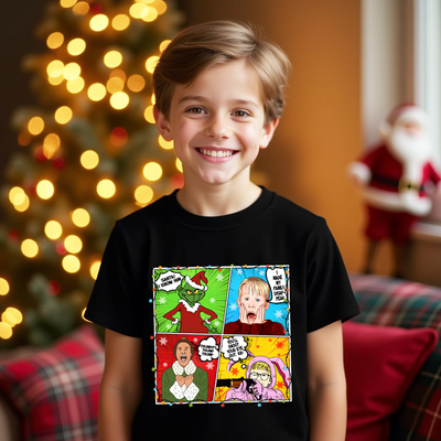 Festive Comic Christmas Movie Marathon shirt for holiday parties