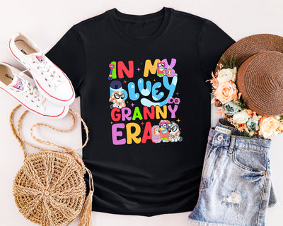 Bluey inspired granny and kids matching t-shirt set