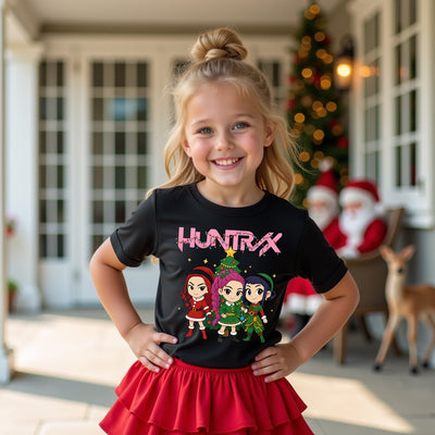 Christmas K-Pop Inspired Idol Vibes Demon Hunters Graphic Tee, festive streetwear for K-Pop fans.