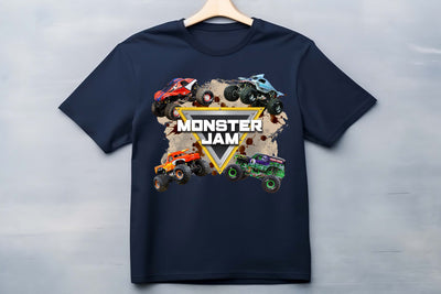 Custom kids monster truck t-shirt with child’s name printed