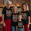 Merry Christmas Sleigh Matching Family T-Shirt, festive outfit for family photos and gatherings.