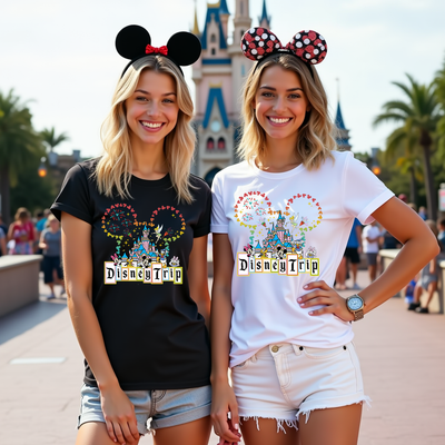Castle Hearts & Magic T-shirt featuring Mickey ears made of hearts, castle, and Disney characters