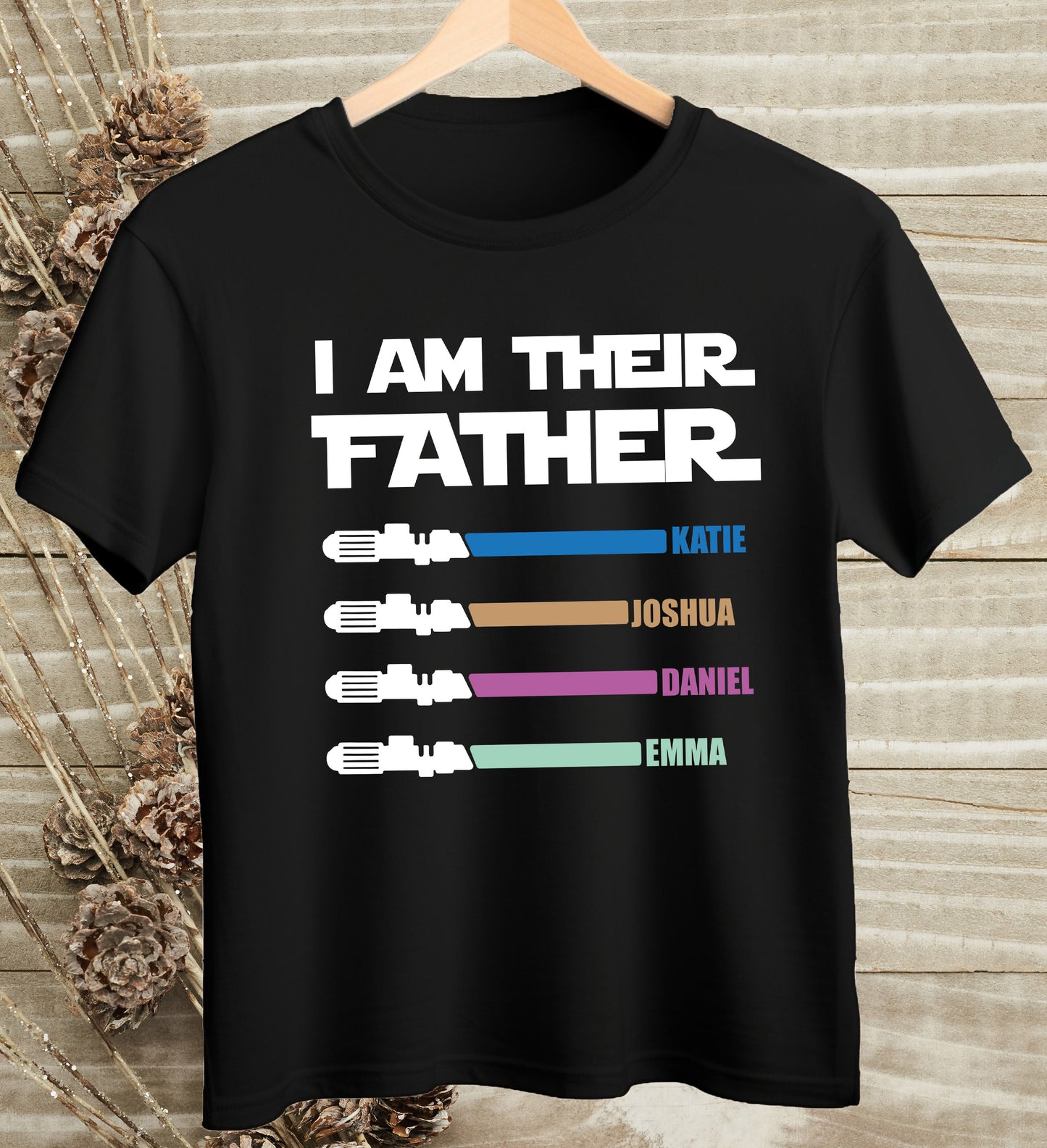 Father’s Day custom dad tee with galaxy swords design