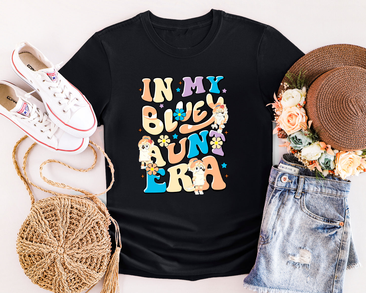 Bluey inspired aunt and kids matching t-shirt set