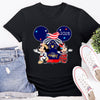 Close-up of All Aboard the Wonder Disney cruise graphic on t-shirt