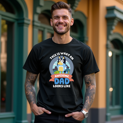 Awesome Dad Bluey inspired Bandit t-shirt front view