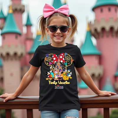Person wearing Golden Magical Dreams t-shirt, styled for a magical theme park vacation.